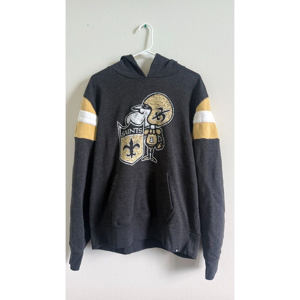 ’47 Brand New Orleans Saints Hoodie XL Gray Gold NFL Football Pullover